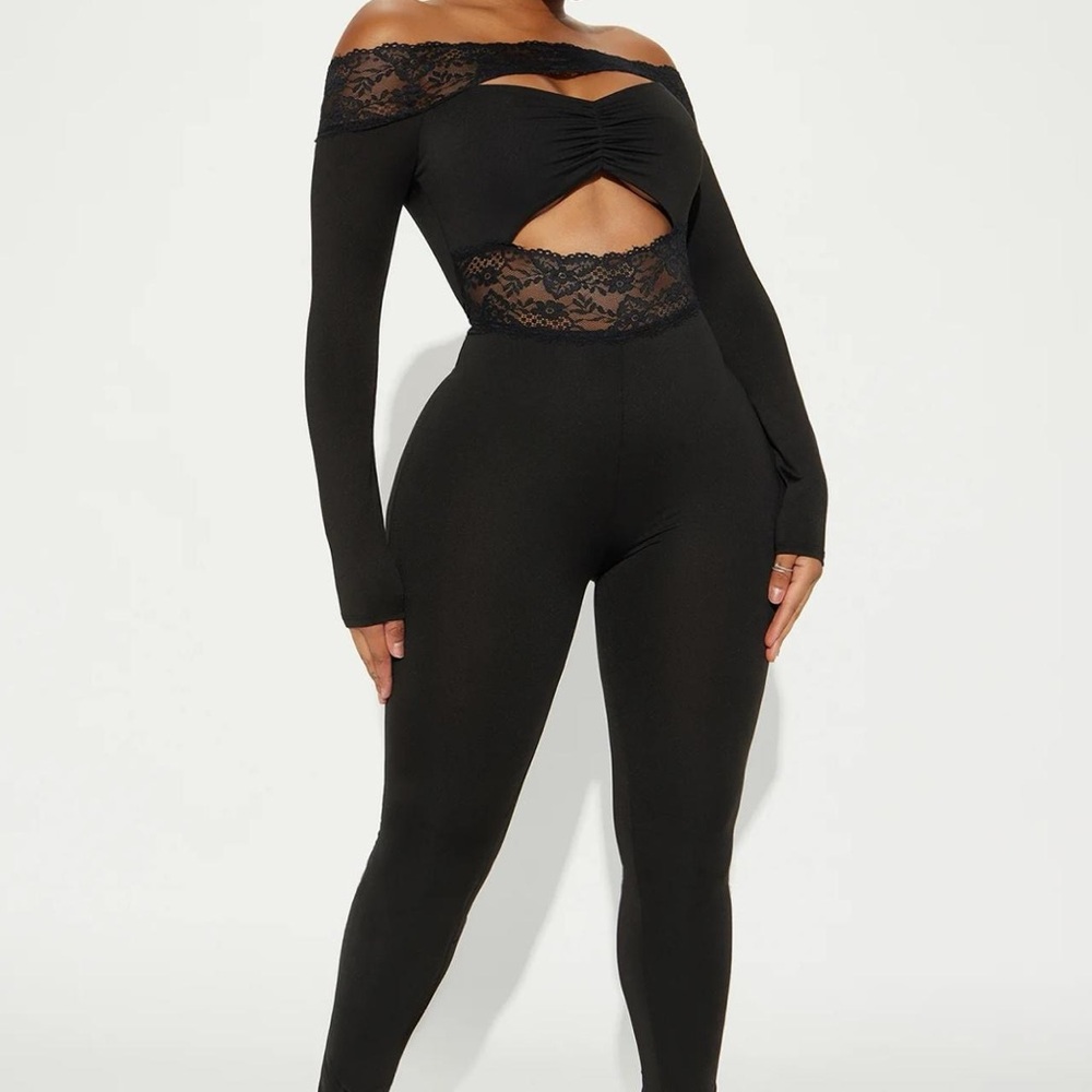 Fashion Nova Lace Trim Jumpsuit